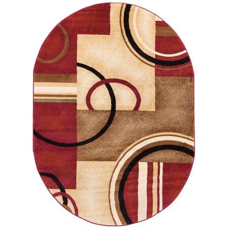 Ricki'S Rugs Arcs & Shapes Modern Oval Rug, Red - 6 ft. 7 in. x 9 ft. 6 in. RI2683891